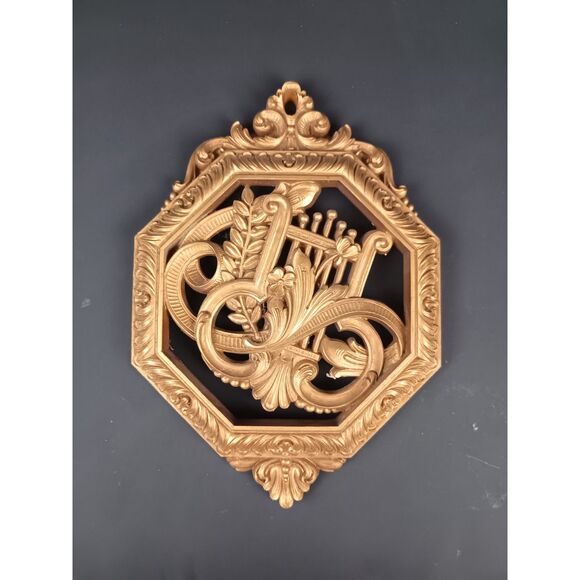 Syroco Wall Hangings Set Of 4 Musical Instruments Wall Decor Wall Art Gold Tone - Picture 10 of 11